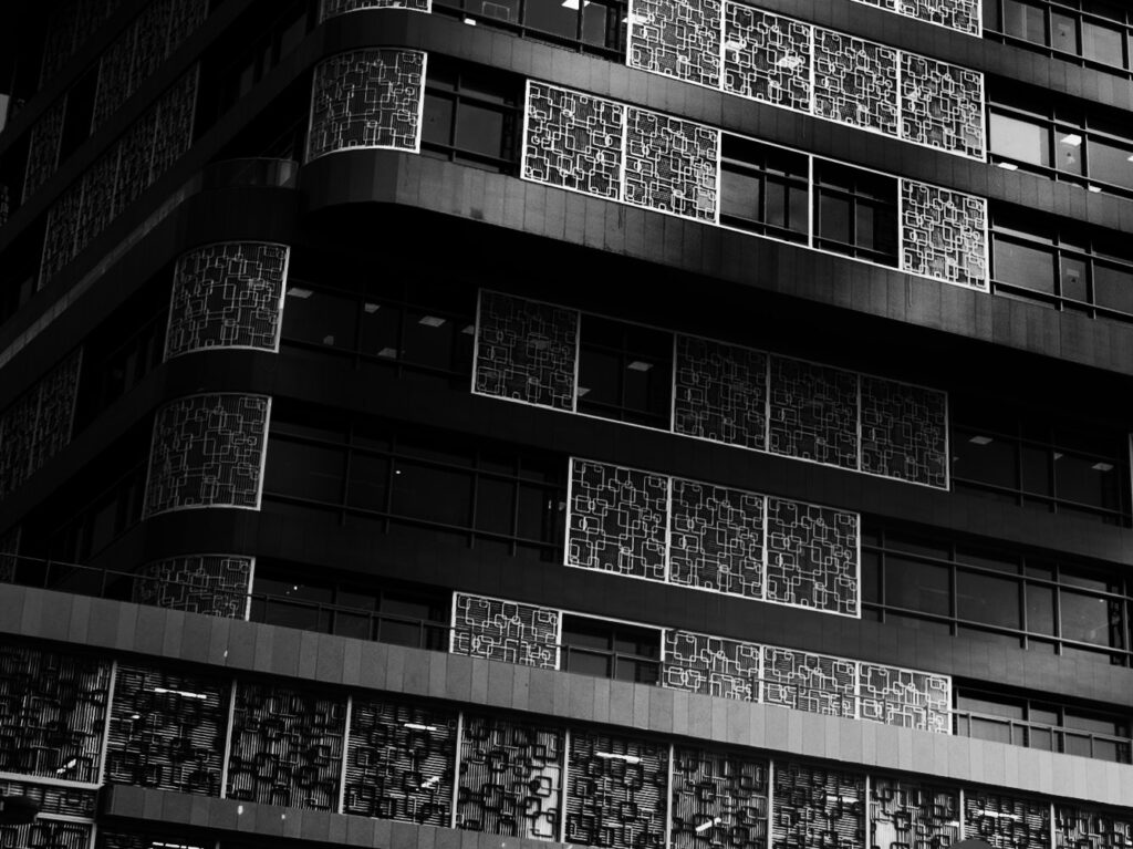 facade details of the lusail marina twin towers