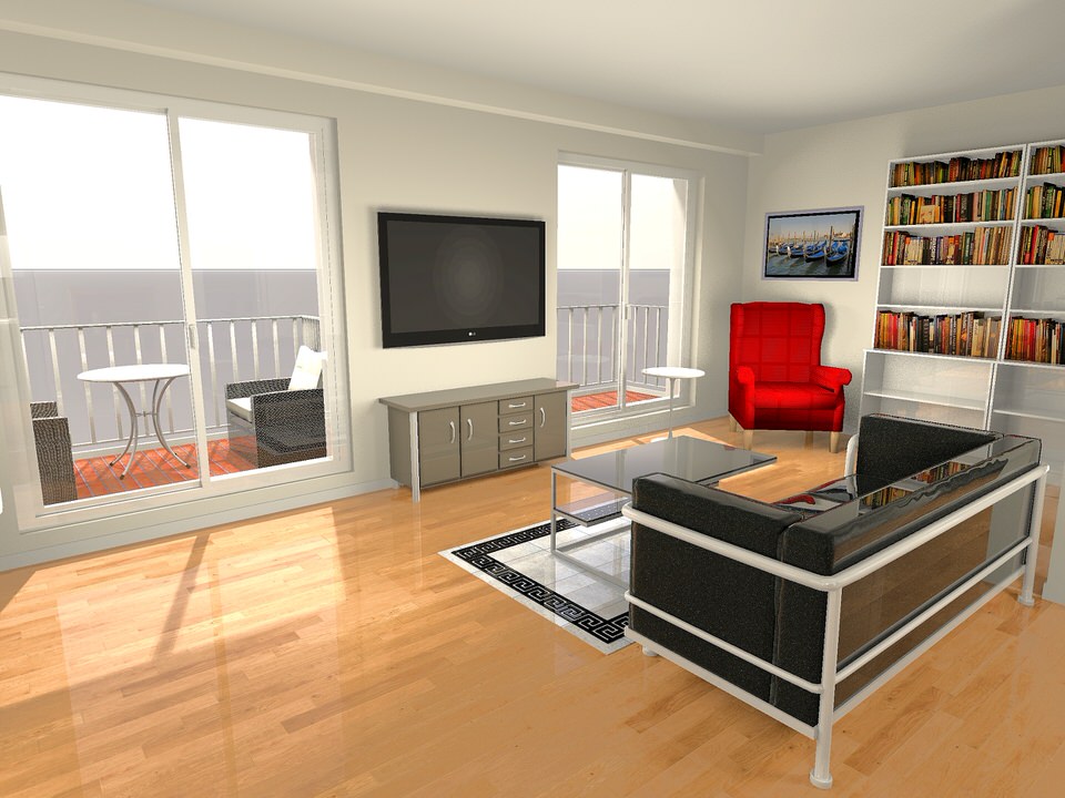 3d cad visualisierung eines wohnzimmers